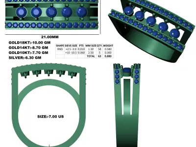 Antique Movable Diamond Wedding Ring 3D print model