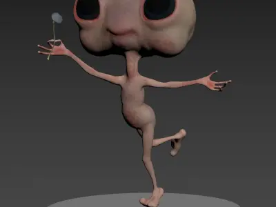 Little Alien with mushroom Low-poly 3D model