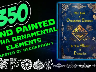 50 Free Hand Painted Alpha Ornamental Elements - Part of Vol 6 Texture
