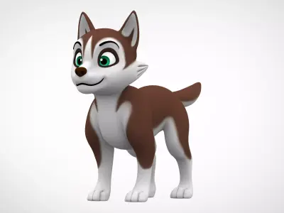 Husky Puppy Low-poly 3D model purchase