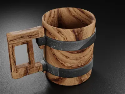 Wooden Mug 3D 3D model