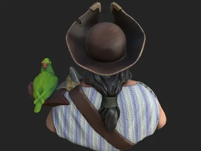 Pirate and Parrot Low-poly 3D model
