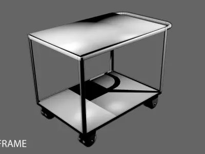 Trolley 1 cart with wooden shelf 3D model