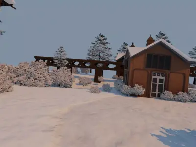 Winter Mountain Village 3D model get