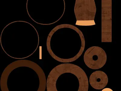 Wooden Wagon Wheel 3D model