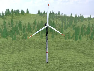 Wind turbine V1 H-138 RD 162 m with animation Low-poly 3D model