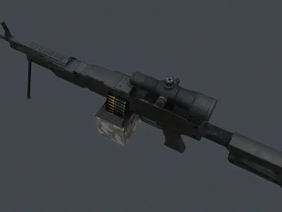 QJY-201 China Machin Gun Low-poly 3D model