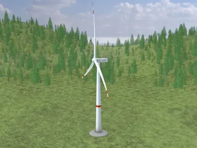Wind-turbine with foundation V1 H-115 RD 172 m Low-poly 3D model