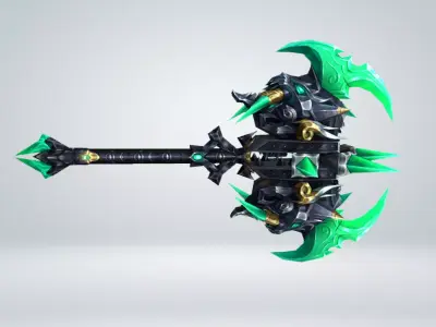 Futuristic Axe Low-poly 3D model 3