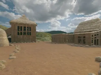Ancient Village In Hills 3D model