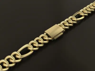 Figaro Cuban Chain Link Rounded Frame 9mm Width 3D print model