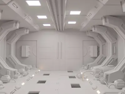 Tunnel futuristic spaceship corridor Free low-poly 3D model