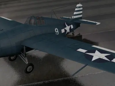Grumman F4F-3 Wildcat 3D model