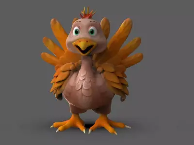 Thanksgiving Turkey Cartoon Low-poly 3D model