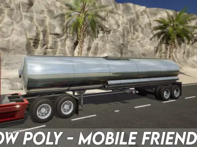 Semi Truck Trailer 05 - Tanker Low-poly 3D model