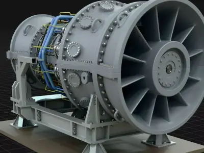 Gas Turbine Engine high Detail full Interior 3D model