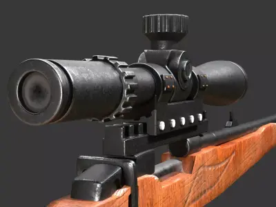 A WW2 sniper rifle high quality 3D model Low-poly 3D model