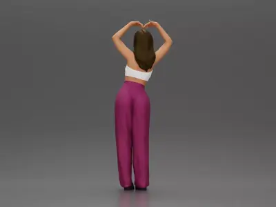 woman striking a heart-shaped pose with joyful energy 3D print model