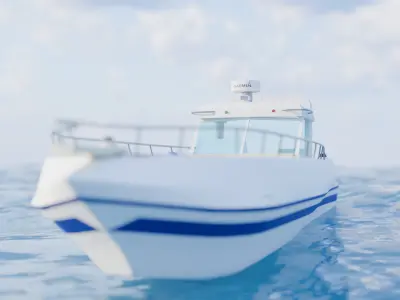 Realistic 3D Boat Model - Modern Cabin Cruiser 3D model