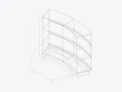 Shelving - Library - Integral - Curve - 3 Tier - Seating Low-poly 3D model