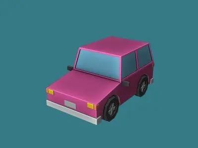 Simple cartoon car pack Style Craft Free low-poly 3D model