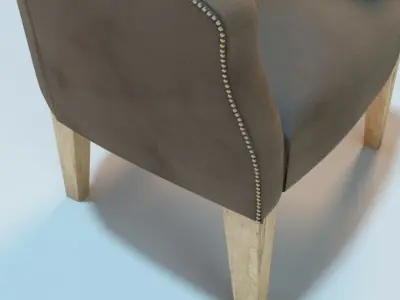 Antique Leather Tub Chair 3D model