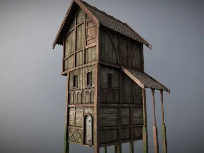 Medieval lake village - House 9 Low-poly 3D model