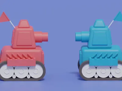 Cartoon Cute Tank 3D model