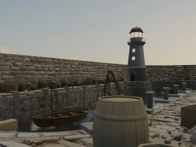 Coastal Village Harbor 3D model