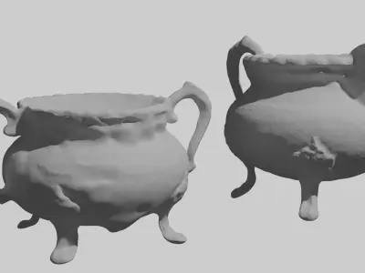 2 Rusty silverware pots  3D model