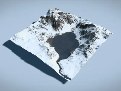 Mountain Lake with Summer and Winter Textures 3D model