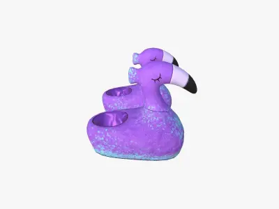 Slippers C06 Purple Blue Flamingo - Costume Character Design Low-poly 3D model
