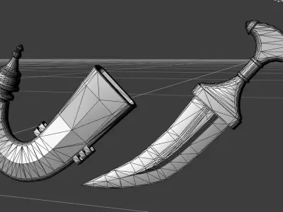 Arabian dagger  Low-poly 3D model