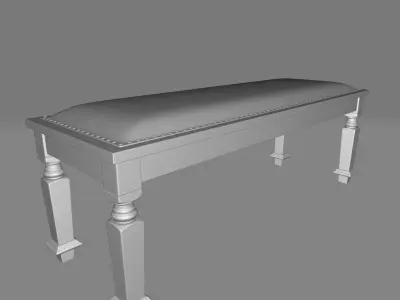 Antique Yellow Tomas Wood Upholstered Bench 3D model
