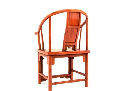 Chinese Elm Horseshoe Chair 3D model