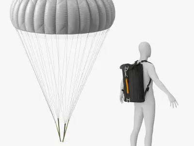  Parachute Backpack and Opened Parachute Collection 