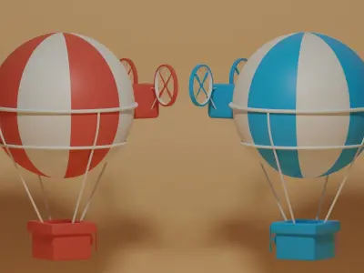 Cartoon Hot Air Balloon 3D model