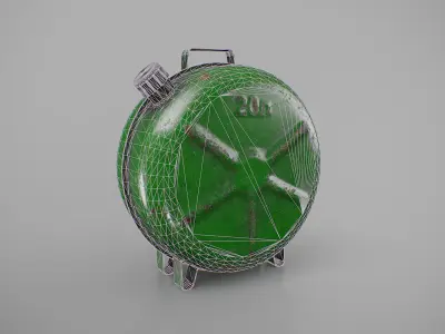 Old Soviet fuel canister green color  Low-poly 3D model