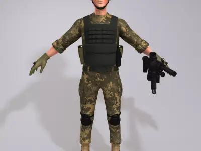 3D Soldier with rifle 3D model