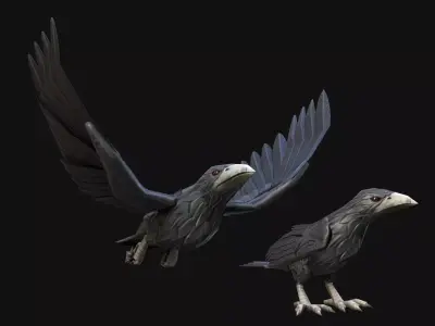 Mobile Crow Low-poly 3D model