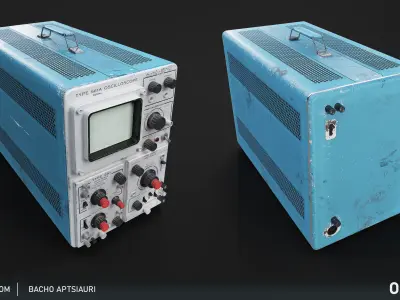Old and Used Oscilloscope Tektronix - Optimized for Games Low-poly 3D model