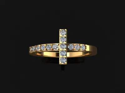 Diamond Cross Band Ring 3D print model