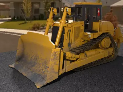 Bulldozer Low-poly 3D model by PhilRivera from CGTrader (Low-poly)