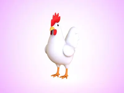 Cartoon Chicken Cute 02 Low-poly 3D model