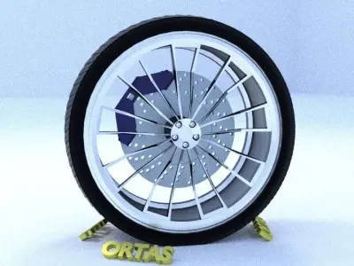 ORTAS CAR RIM 2 GAME READY RIM TIRE AND DISC 3D model