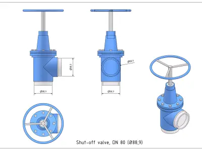 Shut-off valve DN80 3D model