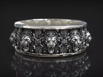 Baroque Gothic Ornamental Royal Victorian Lion Head Band 3D print model
