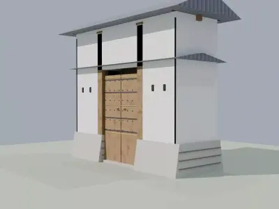 Japanese Castle Gate - Yaguramon Low Poly 3D Model Low-poly 3D model
