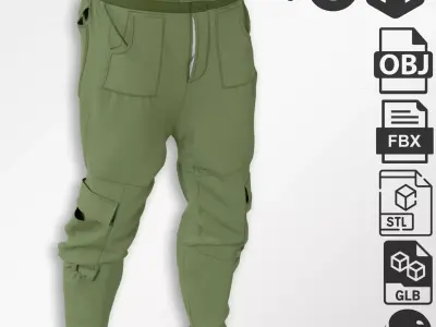 Cargo Pants Low-poly 3D model purchase