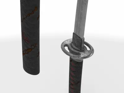 wakizashi japanese short sword 3D model